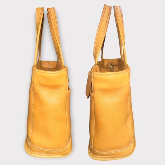VTG Coach Bleecker Satchel 9303 Tan Leather Brass Two-Handle Tote 90s USA + Tag - Picture 4 of 7
